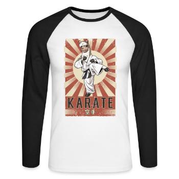 Karate - Unisex Baseballshirt langarm - Weiß/Schwarz - Vorne - Nik (191cm)