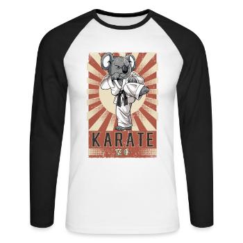 Karate - Unisex Baseballshirt langarm - Weiß/Schwarz - Vorne - Nik (191cm)