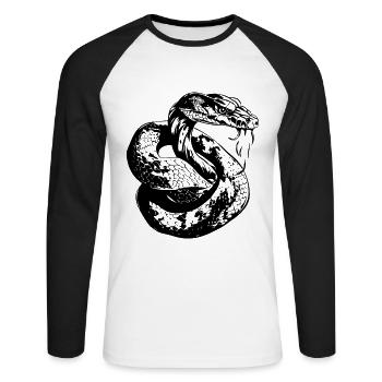 Schlange Tattoo Cobra - Unisex Baseballshirt langarm - Weiß/Schwarz - Vorne - Nik (191cm)