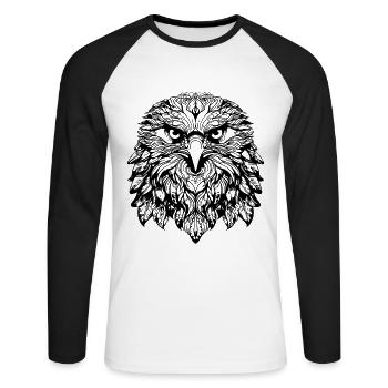 Aigle Mandala Boho - T-shirt baseball manches longues Homme - blanc/noir - Devant - Nik (191cm)