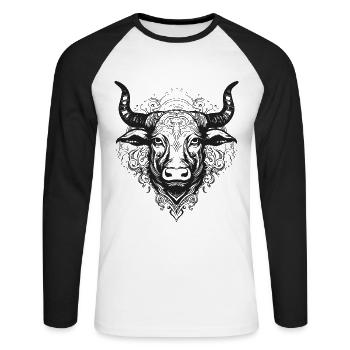 Bull Mandala Boho - T-shirt baseball manches longues Homme - blanc/noir - Devant - Nik (191cm)