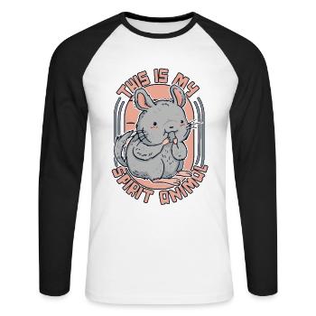 C’est mon animal à queue courte longue queue - T-shirt baseball manches longues Homme - blanc/noir - Devant - Nik (191cm)