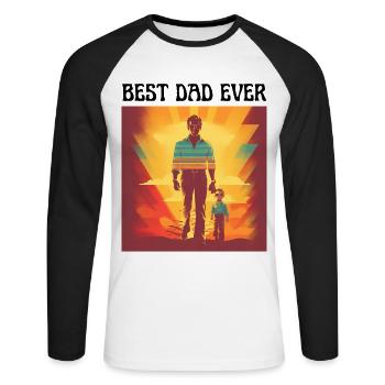 Geschenk Vater Geburtstag Geschenke - Unisex Baseballshirt langarm - Weiß/Schwarz - Vorne - Nik (191cm)