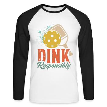 La vie est incroyable, Pickleball le fait - T-shirt baseball manches longues Homme - blanc/noir - Devant - Nik (191cm)