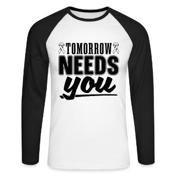 Tomorrow Needs Awareness Mental Health Advocate - Unisex Long Sleeve Baseball T-Shirt - white/black - Front - Nik (191cm)