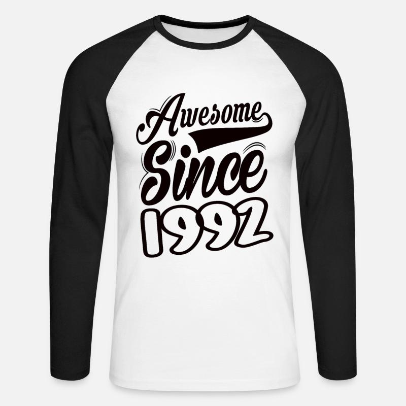 Awesome Since 1992 - Unisex Baseballshirt langarm - Weiß/Schwarz