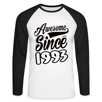 Awesome Since 1993 - Unisex Long Sleeve Baseball T-Shirt - white/black - Front - Nik (191cm)