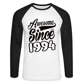 Awesome Since 1994 - Unisex Long Sleeve Baseball T-Shirt - white/black - Front - Nik (191cm)