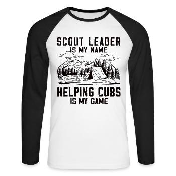 Camping Scoutmaster - Drôle de chef scout - T-shirt baseball manches longues Homme - blanc/noir - Devant - Nik (191cm)