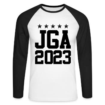 Jga 2023 Junggesellenabschied - Unisex Baseballshirt langarm - Weiß/Schwarz - Vorne - Nik (191cm)