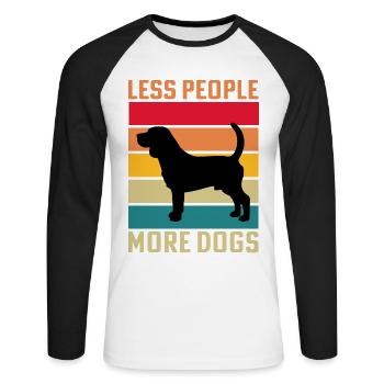 Moins de gens plus de chiens - T-shirt baseball manches longues Homme - blanc/noir - Devant - Nik (191cm)