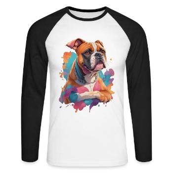 German Boxer Dog Drawing for Dog Lovers - Unisex Long Sleeve Baseball T-Shirt - white/black - Front - Nik (191cm)
