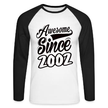 Awesome Since 2002 - Unisex Long Sleeve Baseball T-Shirt - white/black - Front - Nik (191cm)