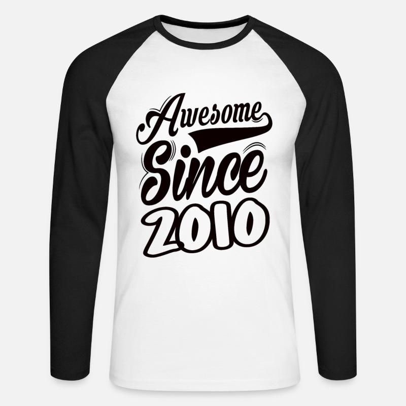 Awesome Since 2010 - Unisex Baseballshirt langarm - Weiß/Schwarz