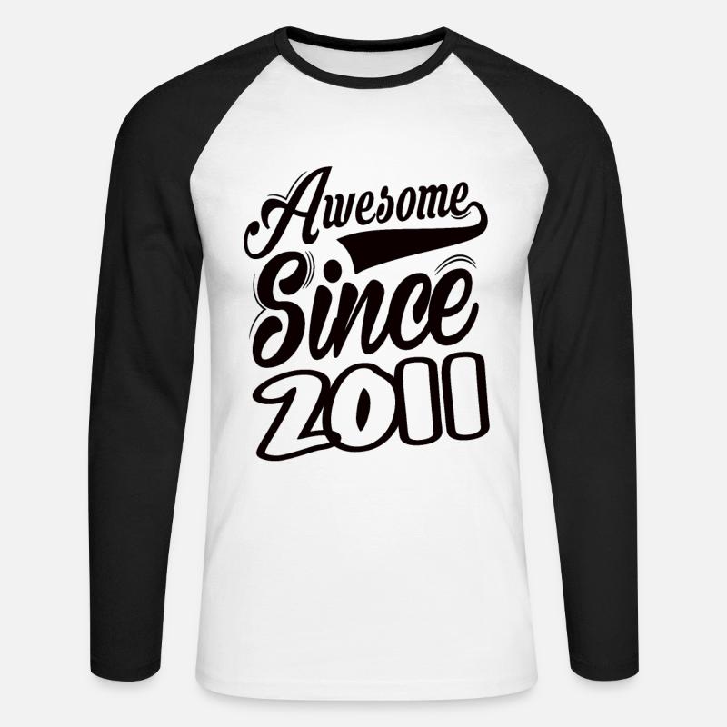 Awesome Since 2011 - Unisex Baseballshirt langarm - Weiß/Schwarz