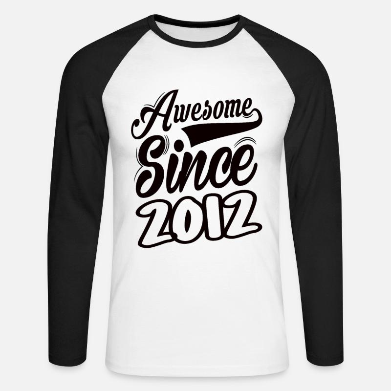 Awesome Since 2012 - Unisex Long Sleeve Baseball T-Shirt - white/black