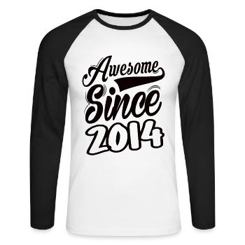 Génial depuis 2014 - T-shirt baseball manches longues Homme - blanc/noir - Devant - Nik (191cm)
