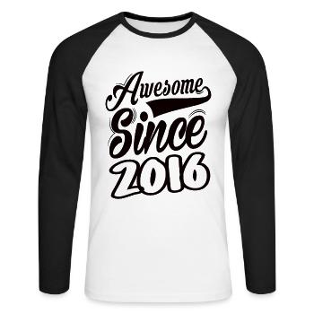 Génial depuis 2016 - T-shirt baseball manches longues Homme - blanc/noir - Devant - Nik (191cm)
