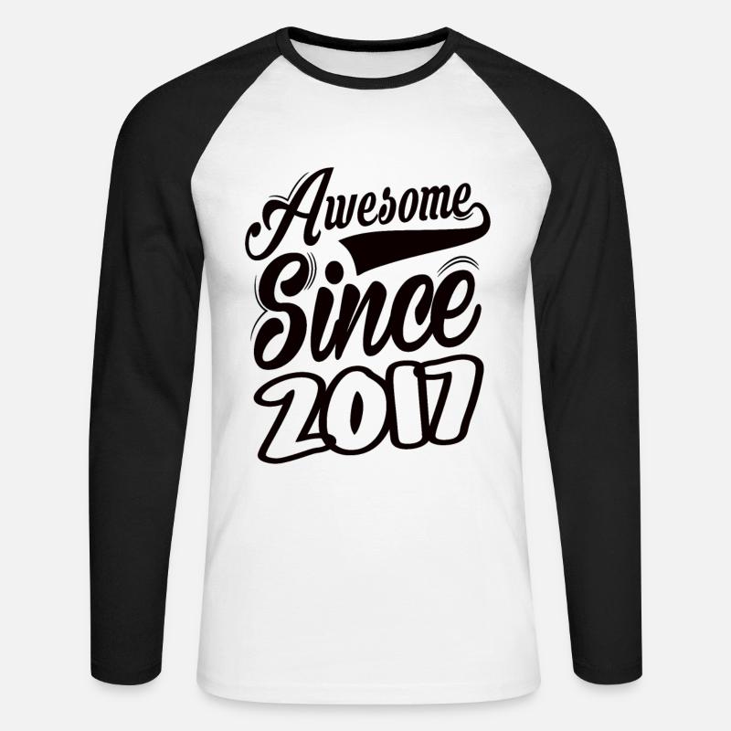 Awesome Since 2017 - Unisex Baseballshirt langarm - Weiß/Schwarz