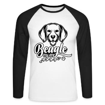 Beagle Mom - Unisex Long Sleeve Baseball T-Shirt - white/black - Front - Nik (191cm)