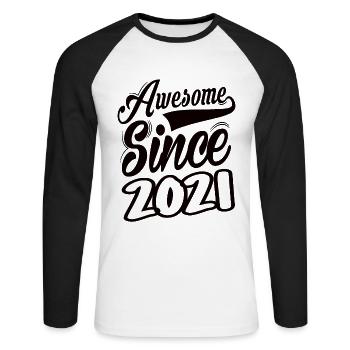 Awesome Since 2021 - Unisex Long Sleeve Baseball T-Shirt - white/black - Front - Nik (191cm)