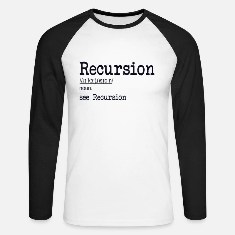 Récursion Définition Développeur Codeur Programmeur - T-shirt baseball manches longues Homme - blanc/noir