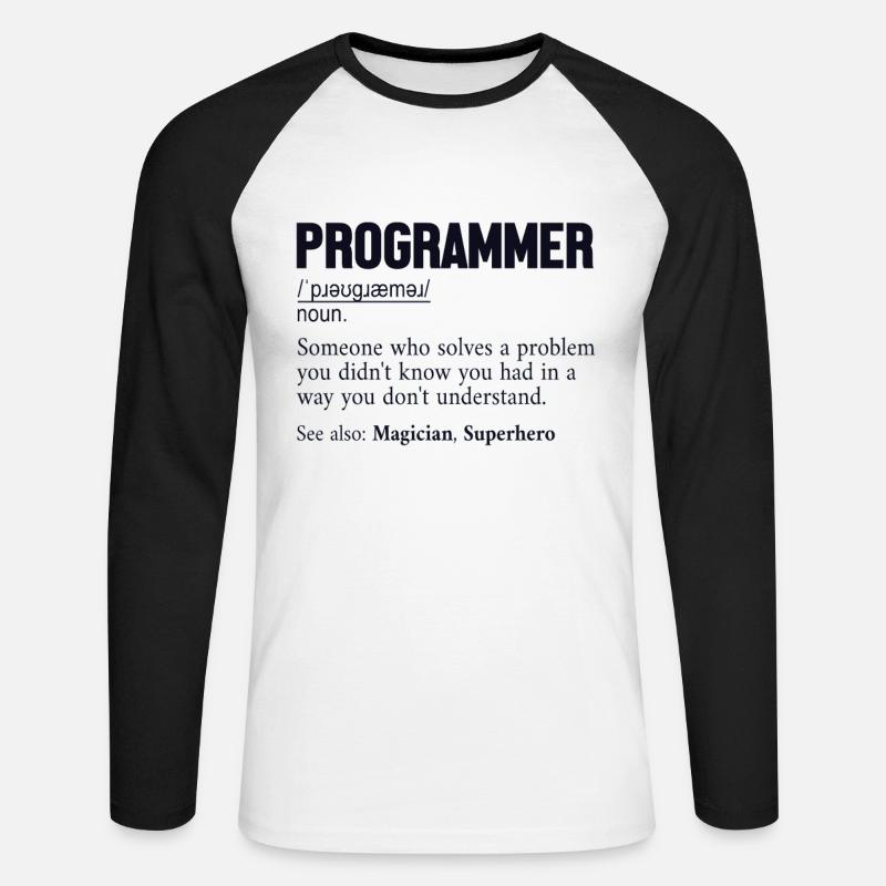 Programmer Definition Softwareentwickler Coder - Unisex Baseballshirt langarm - Weiß/Schwarz