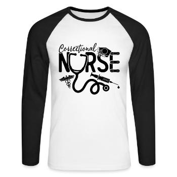 Infirmière correctionnelle Soins infirmiers en prison Services correctionnels - T-shirt baseball manches longues Homme - blanc/noir - Devant - Nik (191cm)