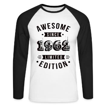 Awesome Since 1962 Limited Edition - Unisex Long Sleeve Baseball T-Shirt - white/black - Front - Nik (191cm)