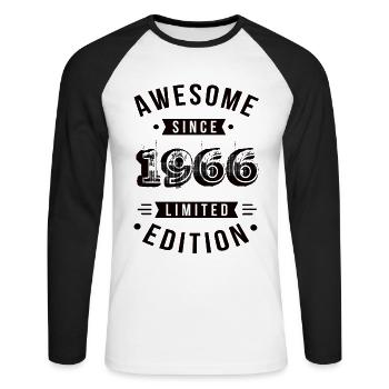 Awesome Since 1966 Limited Edition - Unisex Baseballshirt langarm - Weiß/Schwarz - Vorne - Nik (191cm)