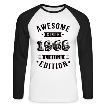 Awesome Since 1968 Limited Edition - Unisex Baseballshirt langarm - Weiß/Schwarz - Vorne - Nik (191cm)