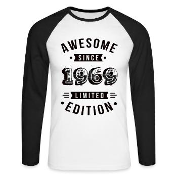 Awesome Since 1969 Limited Edition - Unisex Long Sleeve Baseball T-Shirt - white/black - Front - Nik (191cm)