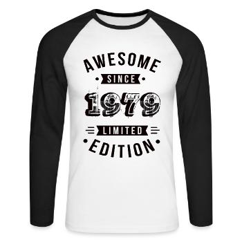 Awesome Since 1979 Limited Edition - Unisex Long Sleeve Baseball T-Shirt - white/black - Front - Nik (191cm)