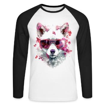 Fuchs Tierliebhaber Geschenk Wildtier Tier Motiv - Unisex Baseballshirt langarm - Weiß/Schwarz - Vorne - Nik (191cm)