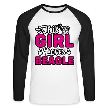 Cette fille aime le beagle - T-shirt baseball manches longues Homme - blanc/noir - Devant - Nik (191cm)