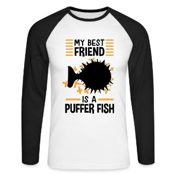 Puffer fish is my friend Giant puffer fish - Unisex Long Sleeve Baseball T-Shirt - white/black - Front - Nik (191cm)