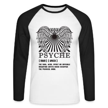 Psyché L’âme Mythe Grèce Mythologie Amoureux - T-shirt baseball manches longues Homme - blanc/noir - Devant - Nik (191cm)