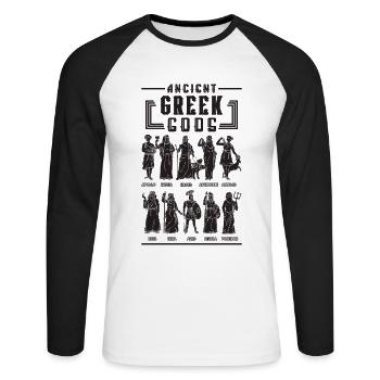Ancient Greek Gods Myth Greek Mythology Lover - Unisex Baseballshirt langarm - Weiß/Schwarz - Vorne - Nik (191cm)