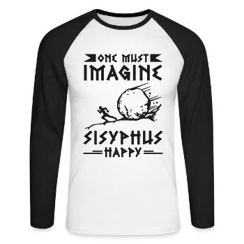 Il faut imaginer l’amant de mythologie grecque du dieu antique - T-shirt baseball manches longues Homme - blanc/noir - Devant - Nik (191cm)