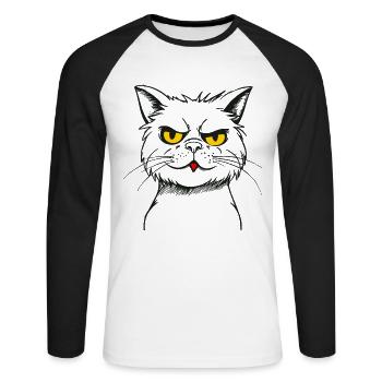 Nasty naughty fresh cartoon cat - Unisex Long Sleeve Baseball T-Shirt - white/black - Front - Nik (191cm)