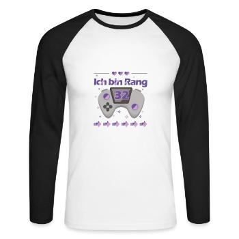 32. Geburtstag Gamer Gaming Videospiele Shirt - Unisex Baseballshirt langarm - Weiß/Schwarz - Vorne - Nik (191cm)