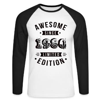 Awesome Since 1980 Limited Edition - Unisex Baseballshirt langarm - Weiß/Schwarz - Vorne - Nik (191cm)