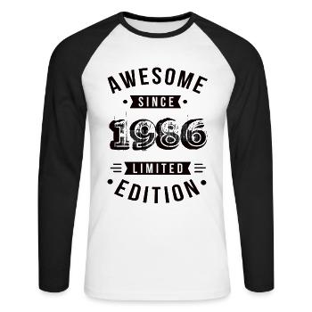 Awesome Since 1986 Limited Edition - Unisex Baseballshirt langarm - Weiß/Schwarz - Vorne - Nik (191cm)