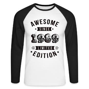 Awesome Since 1989 Limited Edition - Unisex Baseballshirt langarm - Weiß/Schwarz - Vorne - Nik (191cm)