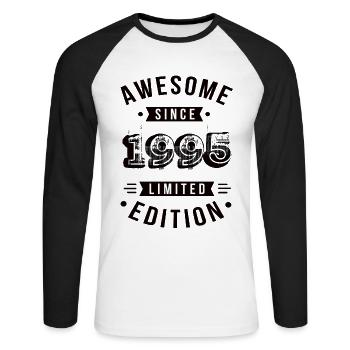 Awesome Since 1995 Limited Edition - Unisex Baseballshirt langarm - Weiß/Schwarz - Vorne - Nik (191cm)