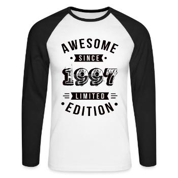 Awesome Since 1997 Limited Edition - Unisex Long Sleeve Baseball T-Shirt - white/black - Front - Nik (191cm)