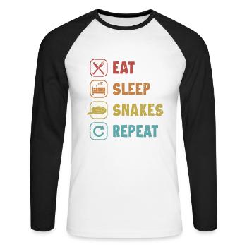 Eat Sleep Snakes Repeat Snake Python Banana - Unisex Long Sleeve Baseball T-Shirt - white/black - Front - Nik (191cm)