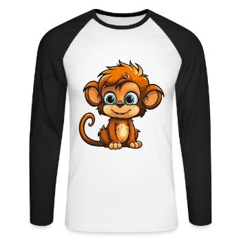 Cute cartoon baby monkey for happy kids! - Unisex Long Sleeve Baseball T-Shirt - white/black - Front - Nik (191cm)