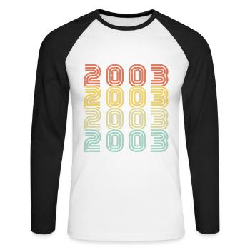 2003 Vintage Retro Cadeau D'anniversaire 2003 - T-shirt baseball manches longues Homme - blanc/noir - Devant - Nik (191cm)