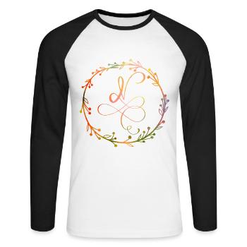 Monogram, Letter N, Calligraphy Ornament - Unisex Long Sleeve Baseball T-Shirt - white/black - Front - Nik (191cm)